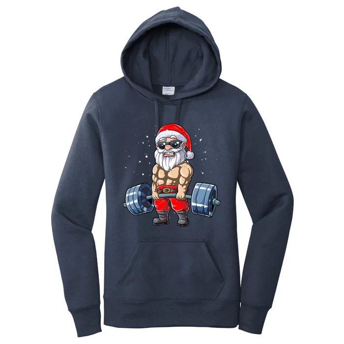 Costume Fitness Christmas Santa Arts Deadlifts Gym Gift Women's Pullover Hoodie