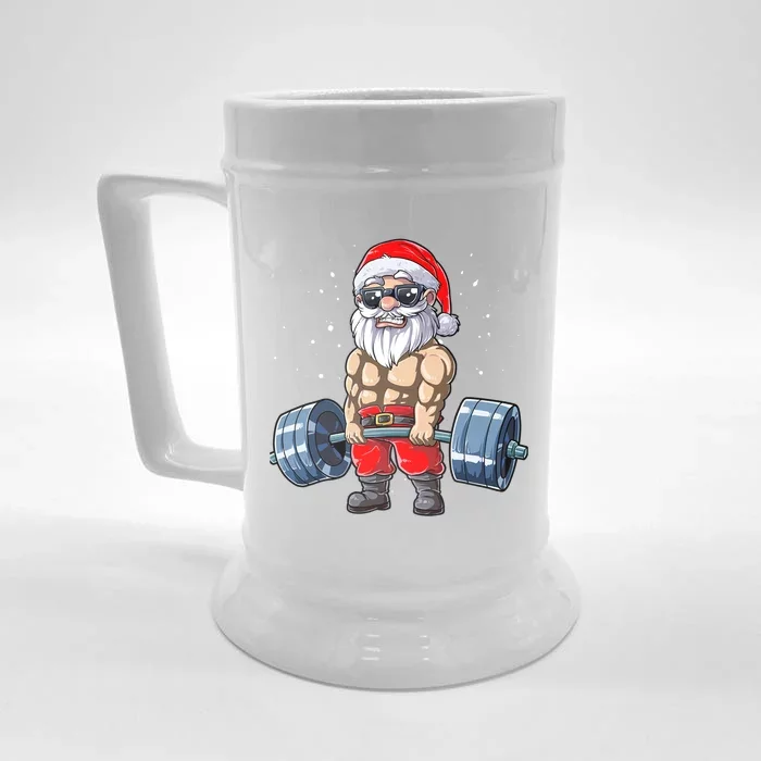 Costume Fitness Christmas Santa Arts Deadlifts Gym Gift Front & Back Beer Stein