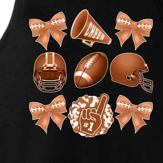 Cute Football Cheer Fan Lover Ribbon Bow Coquette Style Ladies Tri-Blend Wicking Tank