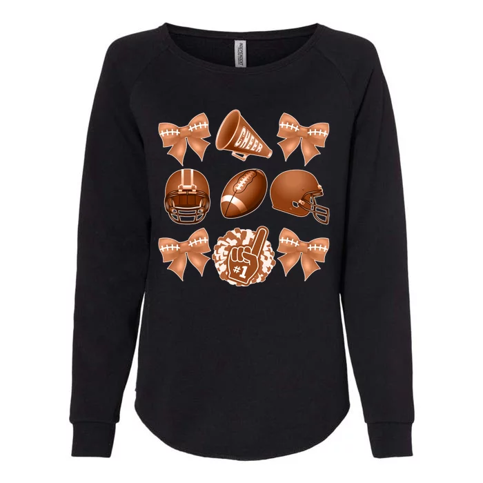 Cute Football Cheer Fan Lover Ribbon Bow Coquette Style Womens California Wash Sweatshirt