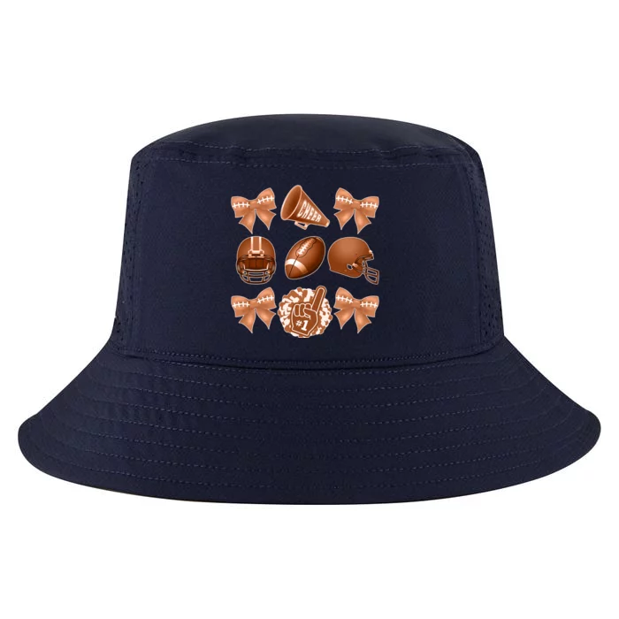 Cute Football Cheer Fan Lover Ribbon Bow Coquette Style Cool Comfort Performance Bucket Hat