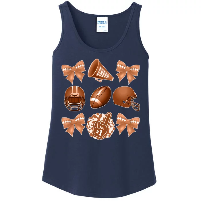 Cute Football Cheer Fan Lover Ribbon Bow Coquette Style Ladies Essential Tank