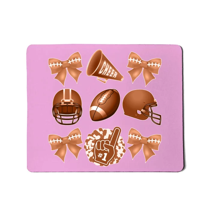 Cute Football Cheer Fan Lover Ribbon Bow Coquette Style Mousepad