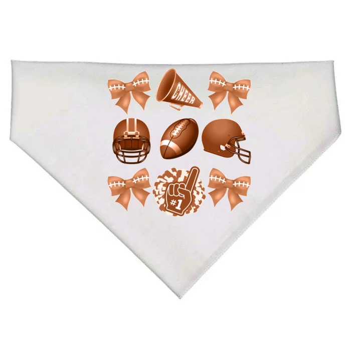 Cute Football Cheer Fan Lover Ribbon Bow Coquette Style USA-Made Doggie Bandana