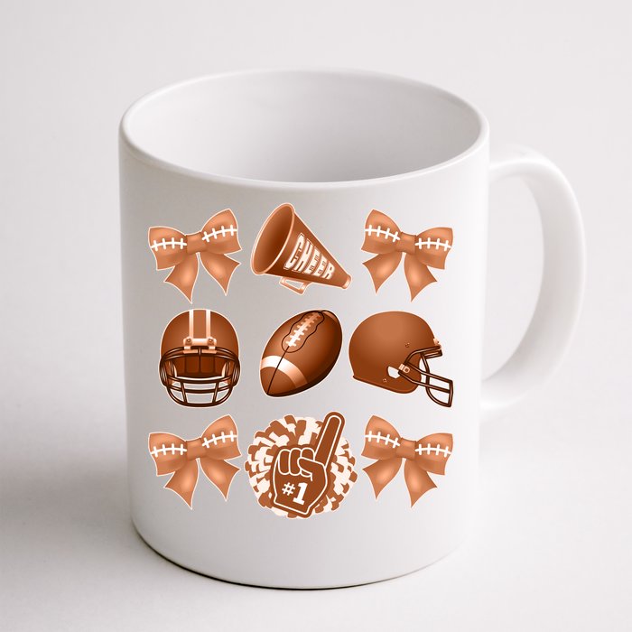 Cute Football Cheer Fan Lover Ribbon Bow Coquette Style Front & Back Coffee Mug