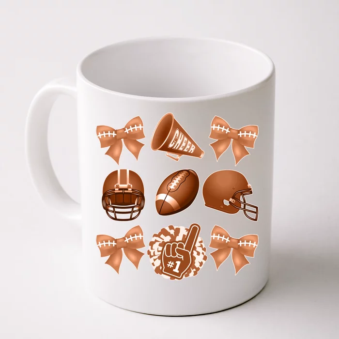 Cute Football Cheer Fan Lover Ribbon Bow Coquette Style Front & Back Coffee Mug