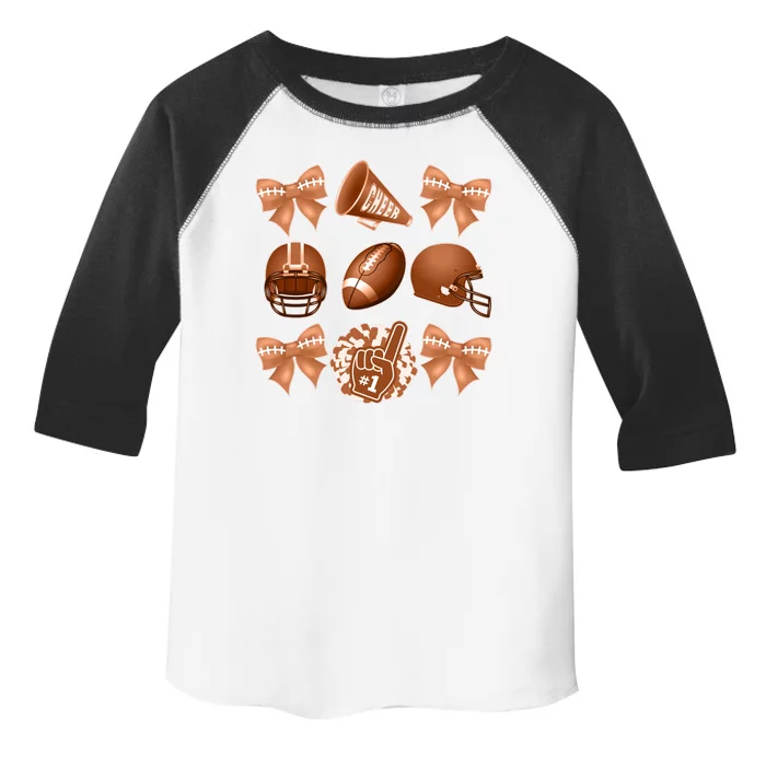 Cute Football Cheer Fan Lover Ribbon Bow Coquette Style Toddler Fine Jersey T-Shirt