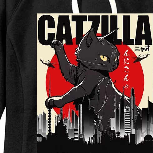 Catzilla Funny Cat Funny Cat Lover animal Women's Fleece Hoodie