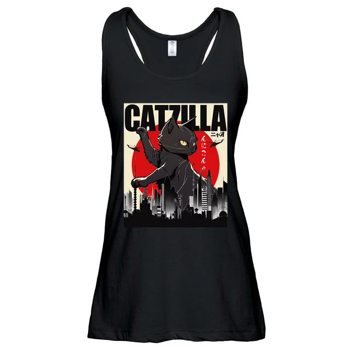 Catzilla Funny Cat Funny Cat Lover animal Ladies Essential Flowy Tank