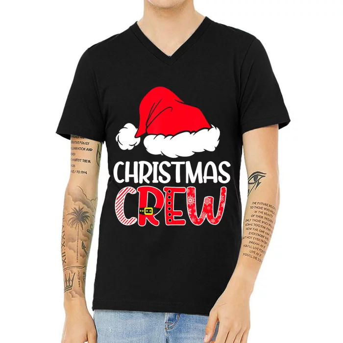 Cute Family Christmas Crew Matching Pajama Gift Lights V-Neck T-Shirt