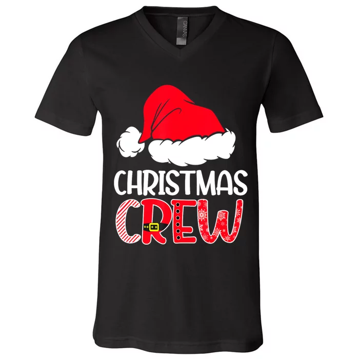 Cute Family Christmas Crew Matching Pajama Gift Lights V-Neck T-Shirt