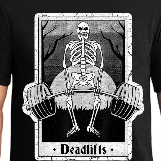 deadlifts skeleton tarot card – funny weightlifting Pajama Set