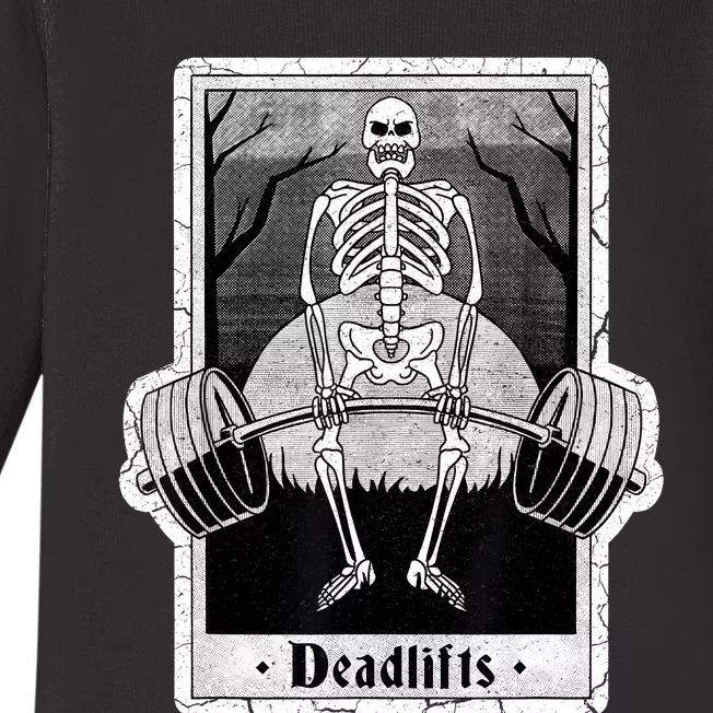 deadlifts skeleton tarot card – funny weightlifting Baby Long Sleeve Bodysuit