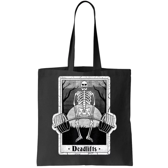 deadlifts skeleton tarot card – funny weightlifting Tote Bag