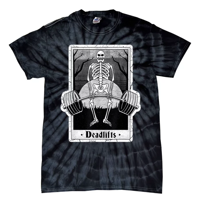 deadlifts skeleton tarot card – funny weightlifting Tie-Dye T-Shirt