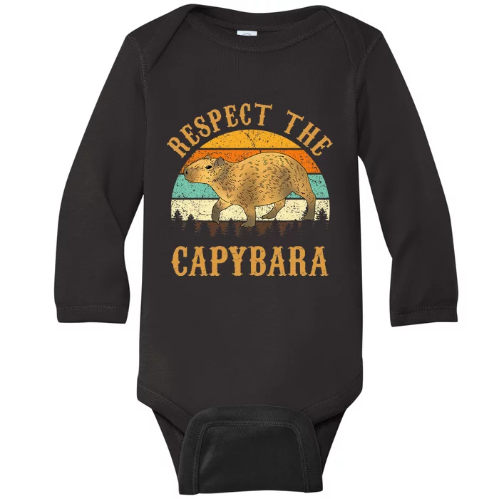 Capybara Funny Capybara Baby Long Sleeve Bodysuit