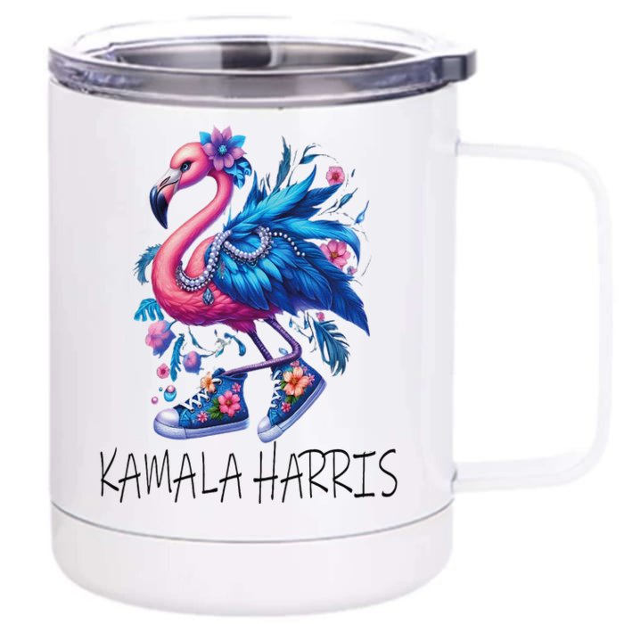 Cute Flamingo Chucks Retro Pearls Comma La Kamala Harris 24 Front & Back 12oz Stainless Steel Tumbler Cup