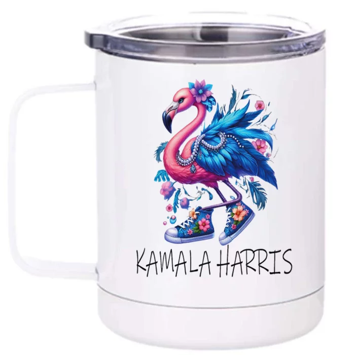 Cute Flamingo Chucks Retro Pearls Comma La Kamala Harris 24 Front & Back 12oz Stainless Steel Tumbler Cup