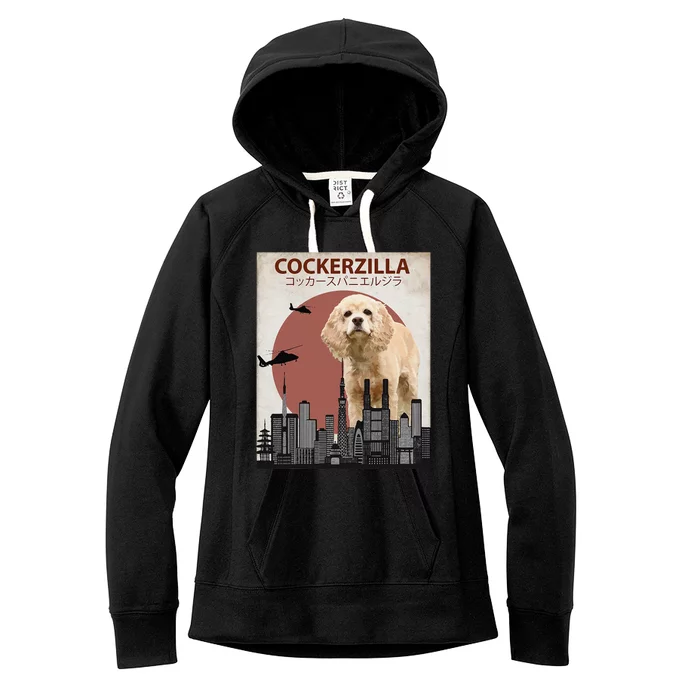 Cockerzilla Funny Cocker Spaniel Dog Lovers Gift Women's Fleece Hoodie