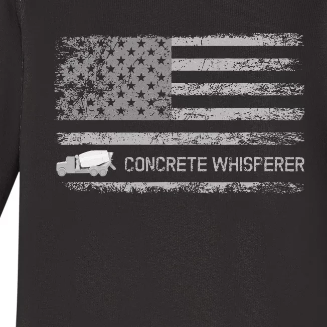 Concrete Finisher Concrete Whisperer American Flag Patriotic Baby Long Sleeve Bodysuit