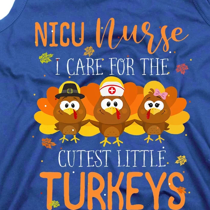 Care For Cutest Turkeys Thanksgiving NICU Nurse Tank Top