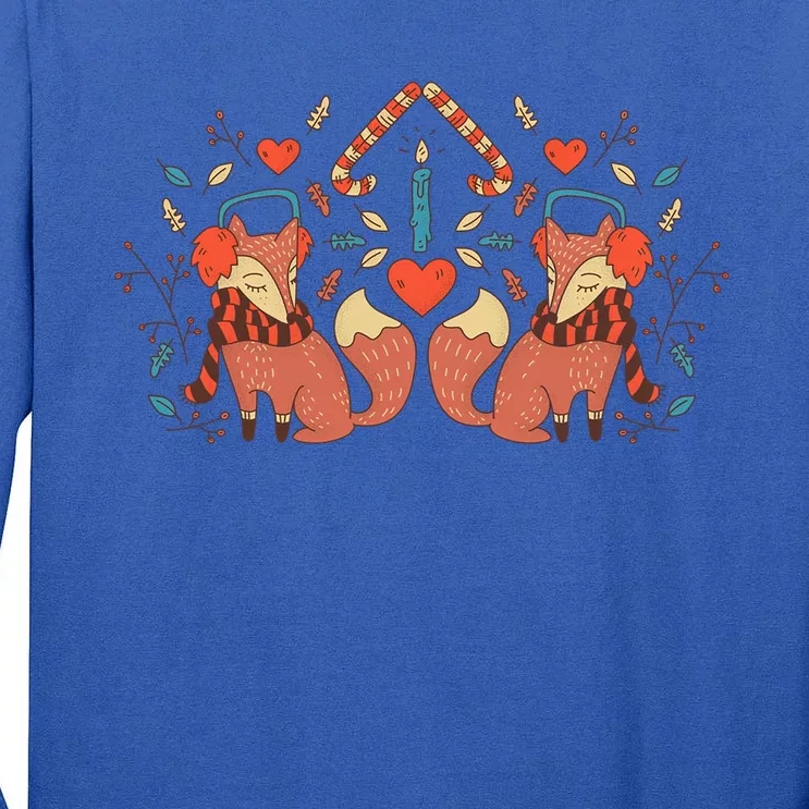 Cute Fox Christmas Tree Believe In Christmas Cute Gift Tall Long Sleeve T-Shirt