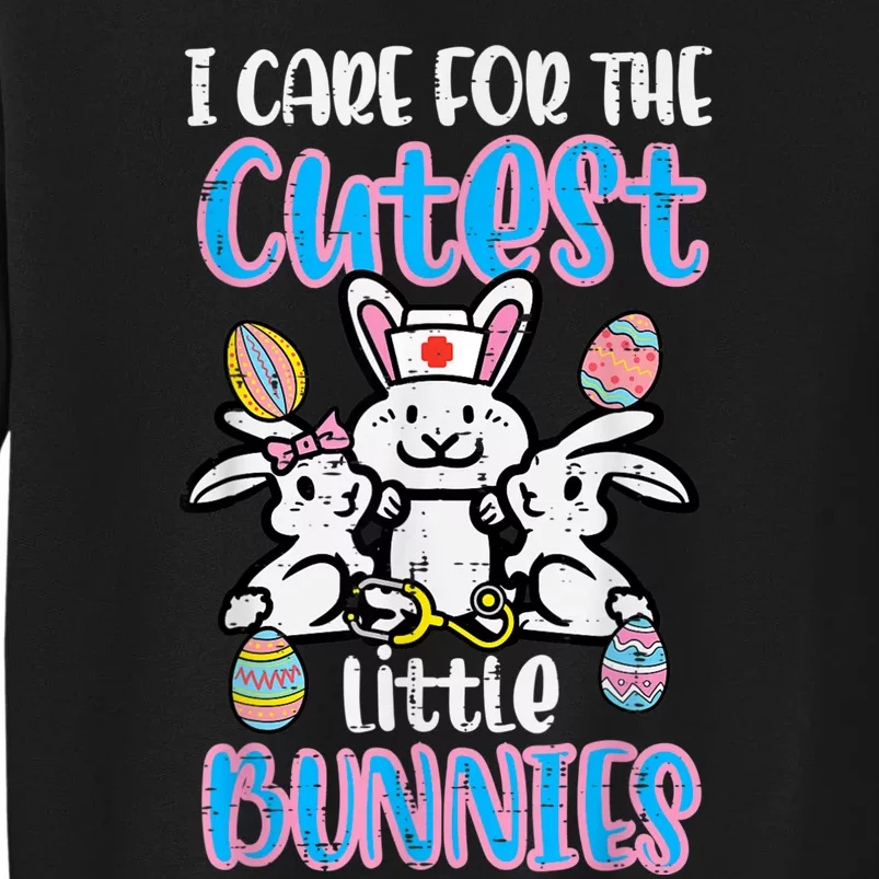 Care For Cutest Little Bunnies Easter Nurse Scrub Top Women Sweatshirt