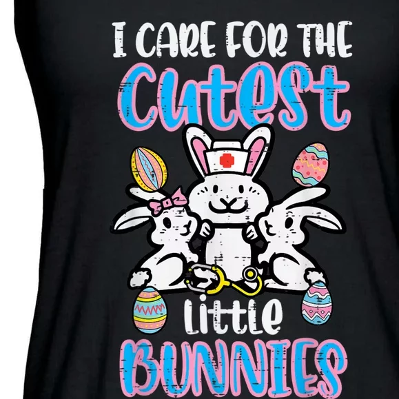 Care For Cutest Little Bunnies Easter Nurse Scrub Top Women Ladies Essential Flowy Tank