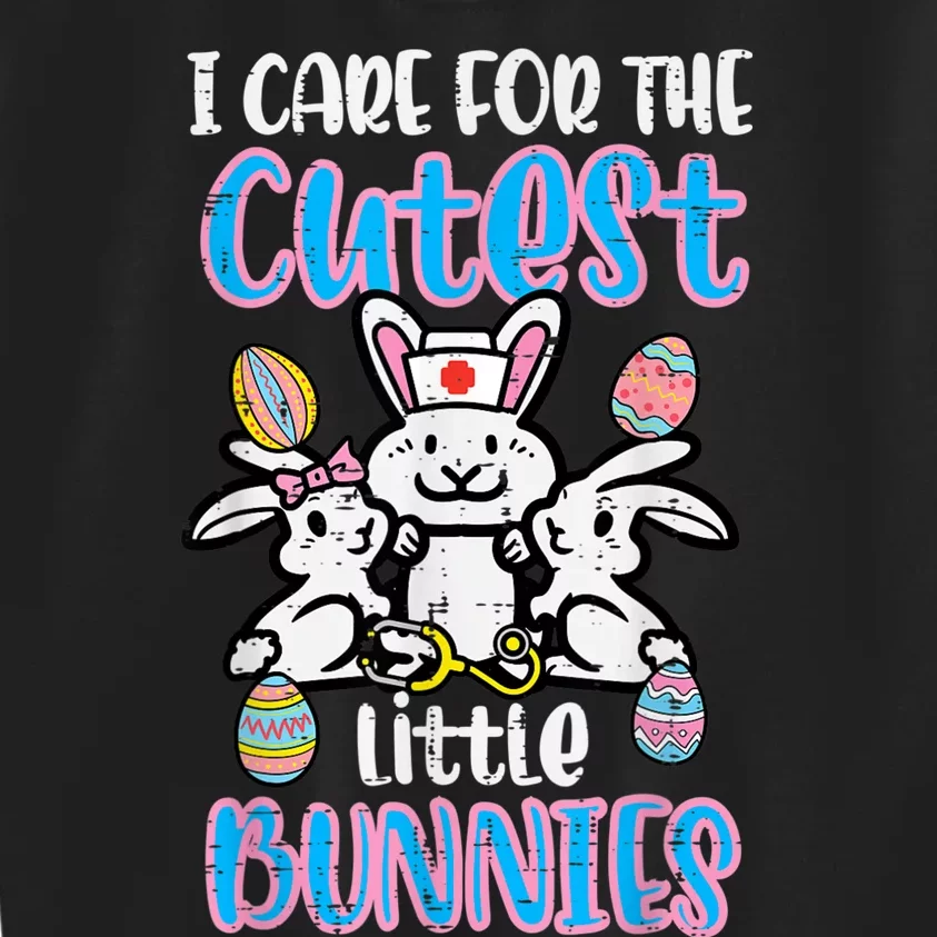 Care For Cutest Little Bunnies Easter Nurse Scrub Top Women Kids Sweatshirt