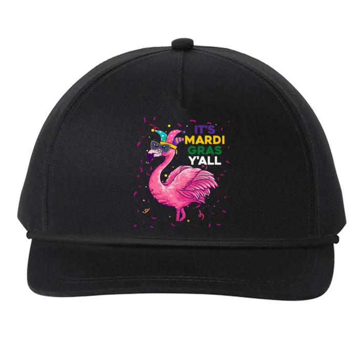 Cute Flamingo Clown Crown Mardi Gras Snapback Five-Panel Rope Hat