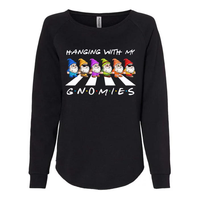 Crosswalk Funny christmas hanging with my gnomies Friend Womens California Wash Sweatshirt