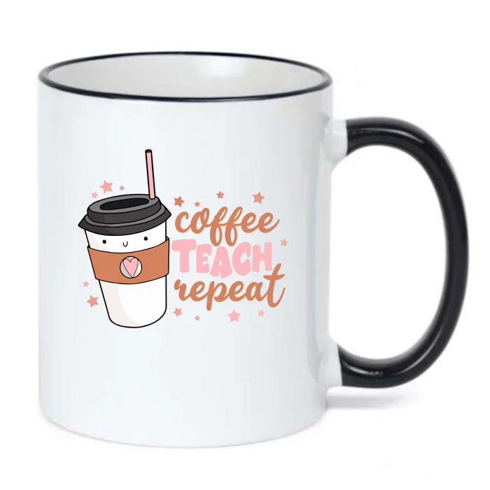 Cute Funny Coffee Teach Repeat Teacher Life Coffee Lover Black Color Changing Mug