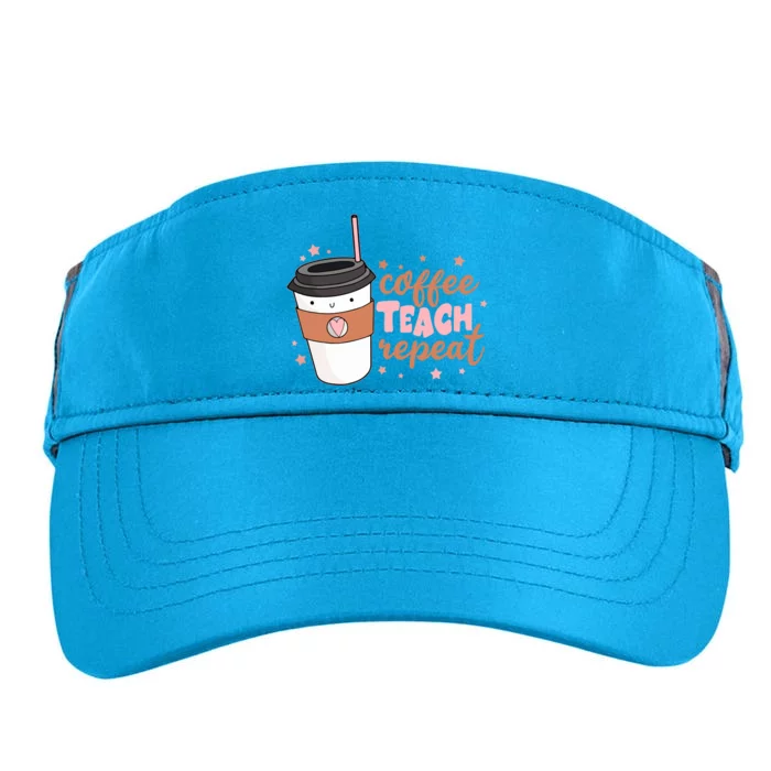 Cute Funny Coffee Teach Repeat Teacher Life Coffee Lover Adult Drive Performance Visor