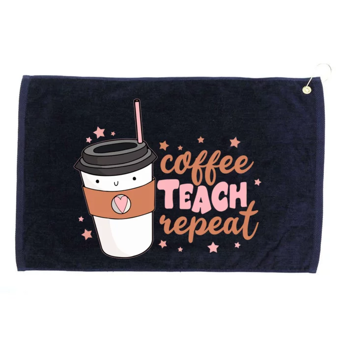 Cute Funny Coffee Teach Repeat Teacher Life Coffee Lover Grommeted Golf Towel