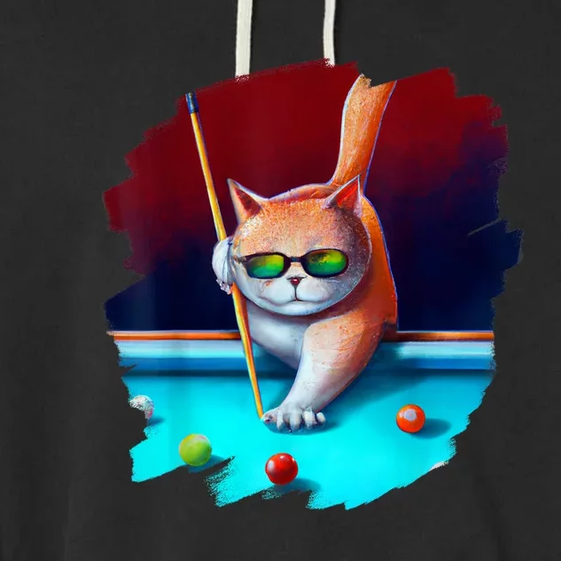 Cool Funny Cat Playing Pool Billiards In Lounge Best Gifts For Player Garment-Dyed Fleece Hoodie