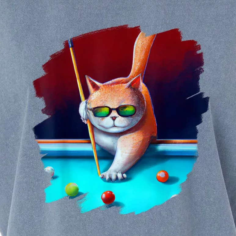 Cool Funny Cat Playing Pool Billiards In Lounge Best Gifts For Player Garment-Dyed Women's Muscle Tee