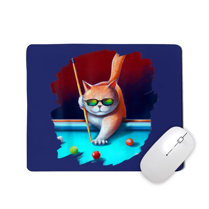 Cool Funny Cat Playing Pool Billiards In Lounge Best Gifts For Player Mousepad