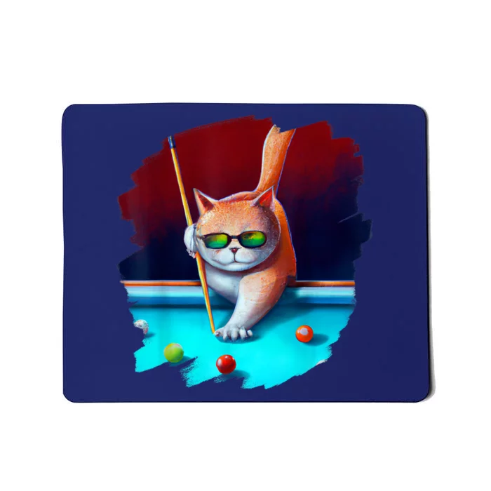 Cool Funny Cat Playing Pool Billiards In Lounge Best Gifts For Player Mousepad