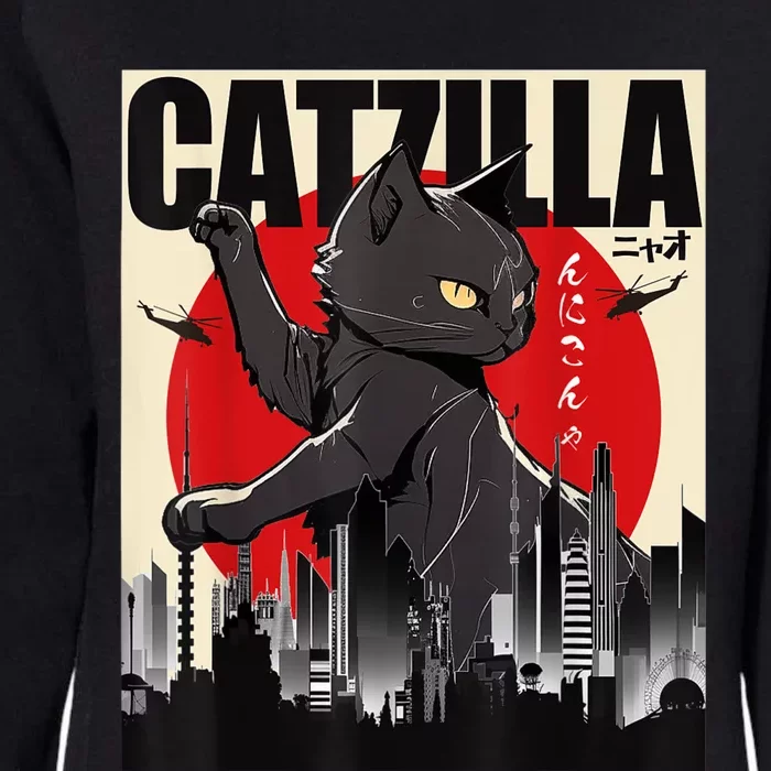 Catzilla Funny Cat Womens California Wash Sweatshirt