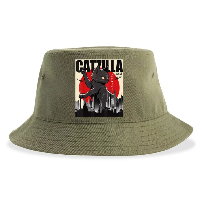 Catzilla Funny Cat Sustainable Bucket Hat