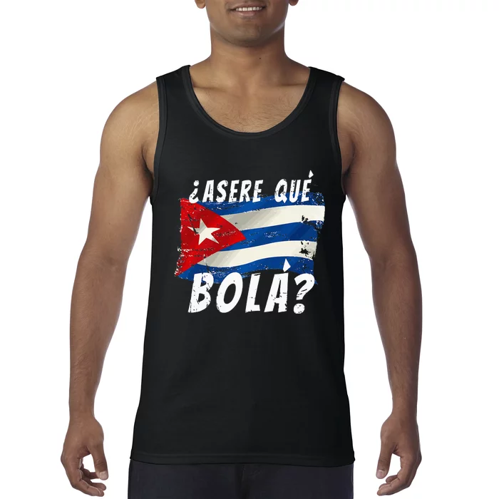 Cuban Flag Cuba Miami Saying Spanish Greeting Tank Top