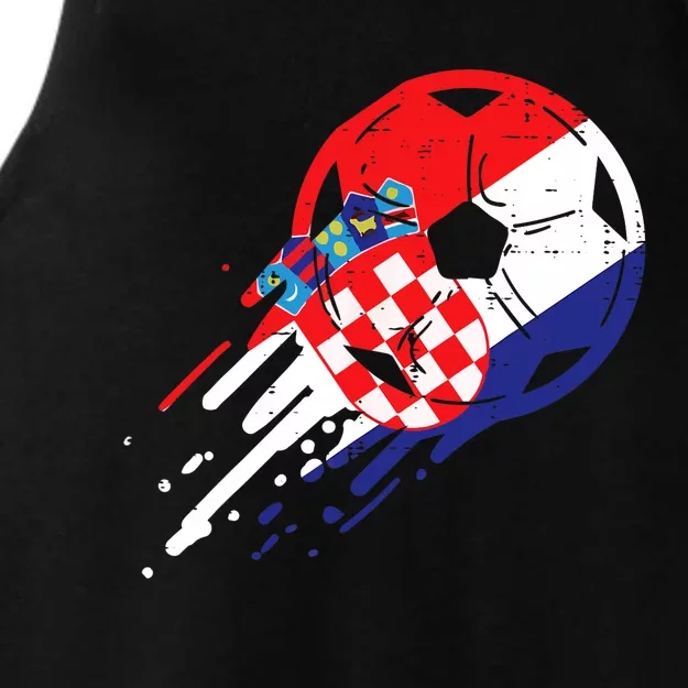 Croatia Flag Croatian Soccer Football Fan Ladies Tri-Blend Wicking Tank