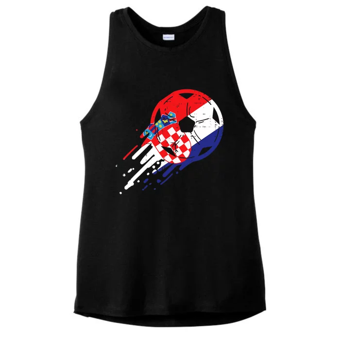 Croatia Flag Croatian Soccer Football Fan Ladies Tri-Blend Wicking Tank