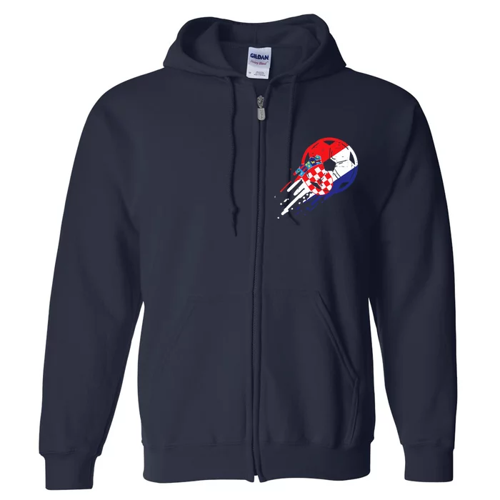 Croatia Flag Croatian Soccer Football Fan Full Zip Hoodie