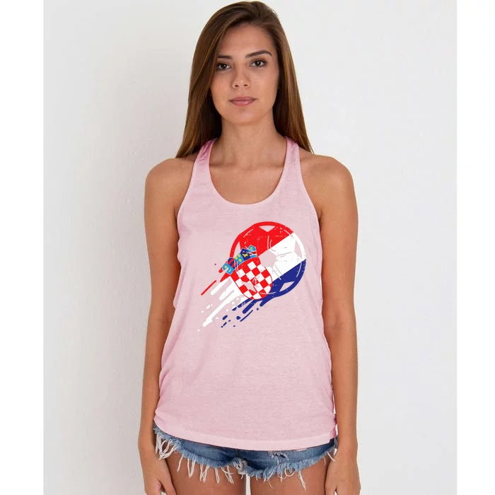 Croatia Flag Croatian Soccer Football Fan Women's Knotted Racerback Tank