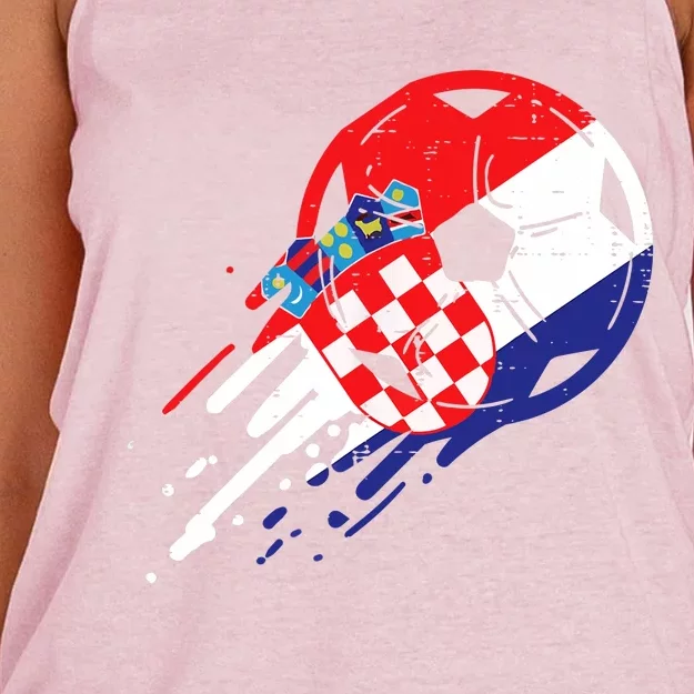 Croatia Flag Croatian Soccer Football Fan Women's Knotted Racerback Tank