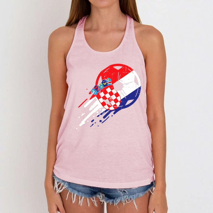 Croatia Flag Croatian Soccer Football Fan Women's Knotted Racerback Tank