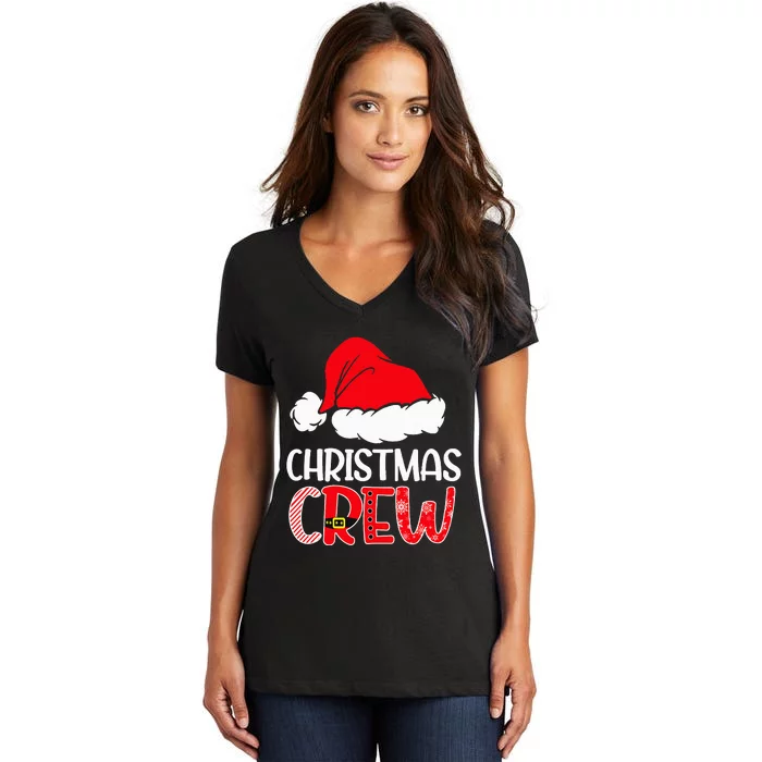 Cute Family Christmas Crew Matching Pajama Gift Lights Women's V-Neck T-Shirt