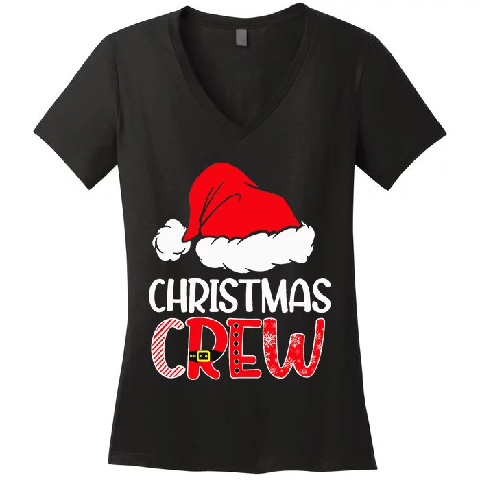 Cute Family Christmas Crew Matching Pajama Gift Lights Women's V-Neck T-Shirt