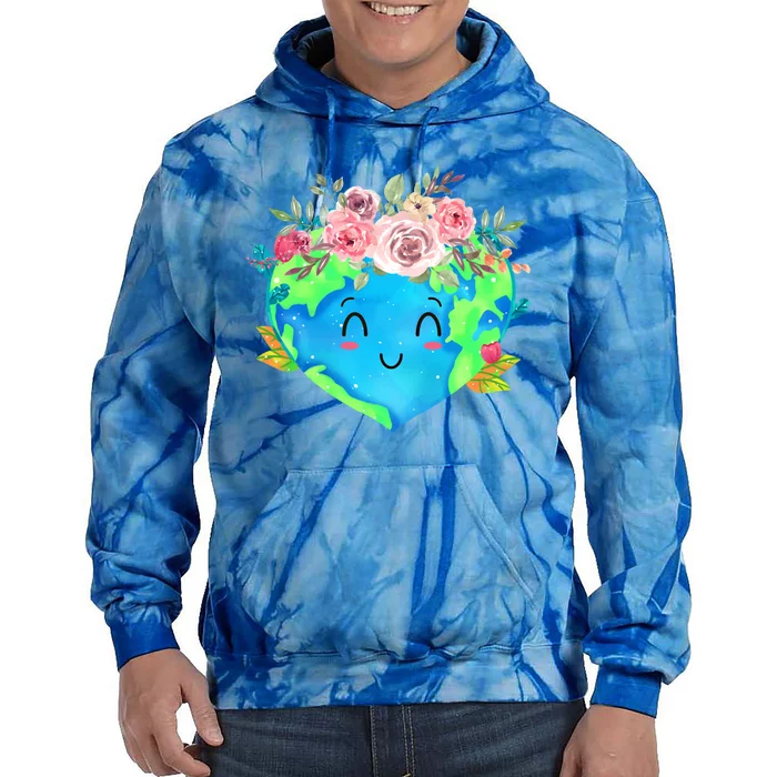 Cute Flowers Crown Planet Spring Nature Peace Earth Day Cute Gift Tie Dye Hoodie